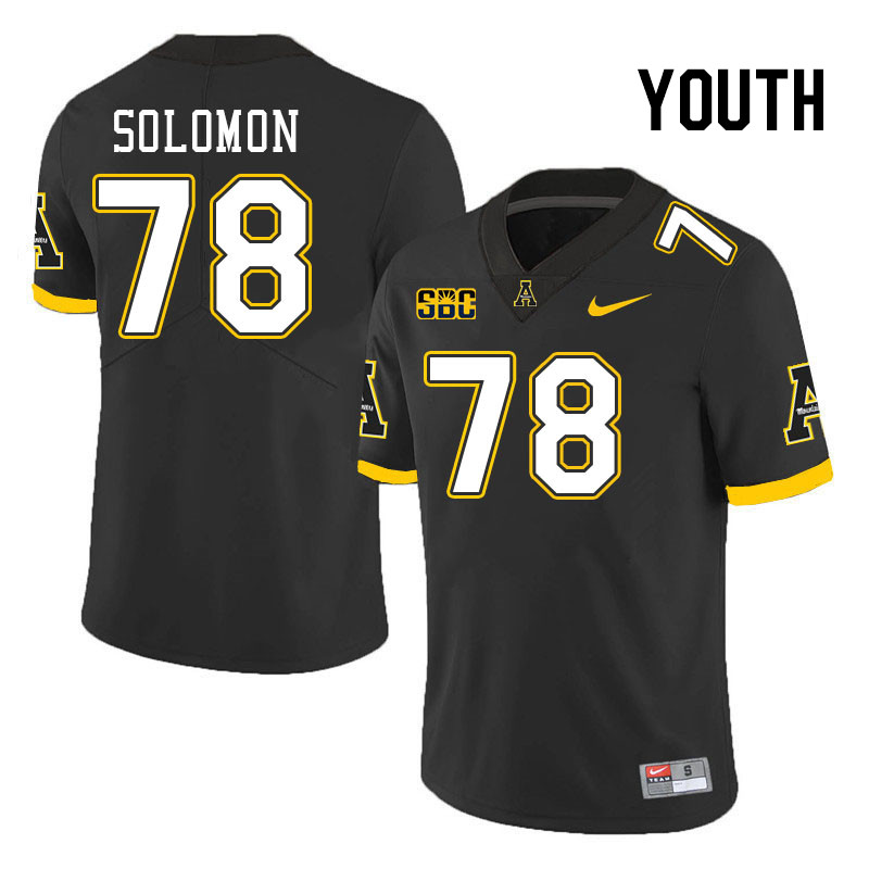 Youth #78 Joseph Solomon Appalachian State Mountaineers College Football Jerseys Stitched Sale-Black - Click Image to Close
